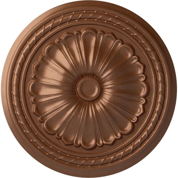 Ekena Millwork Alexa Ceiling Medallion (Fits Canopies up to 2 7/8"), 20 1/2"OD x 1 7/8"P, Polished Copper CM20ALPOS - main